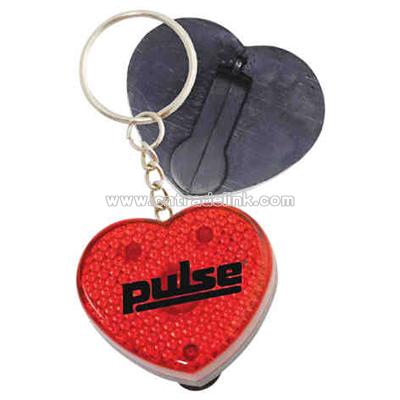 Red heart flashing light key tag