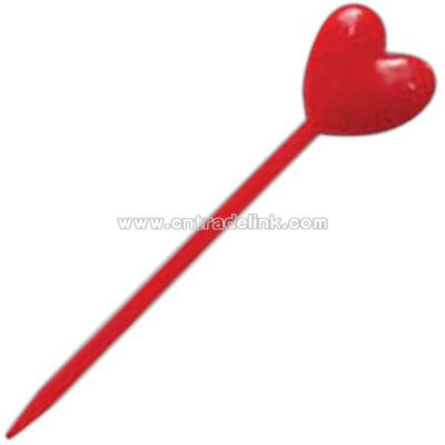 Red plastic cocktail pick