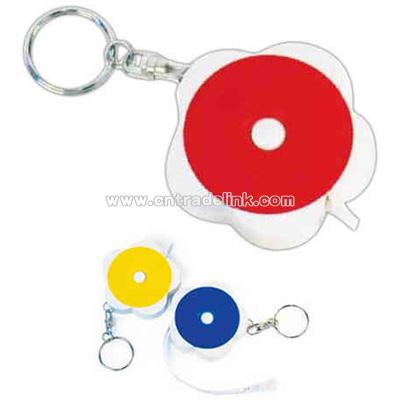 Retractable tape measure with split key ring attached