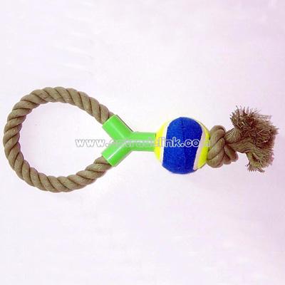 Rope Pull Dog Toy with Standard Tennis Ball
