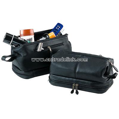 Royce Leather Toiletry Bag and Zippered Bottom Compartment