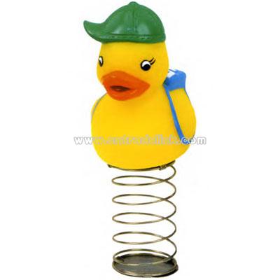 Rubber duck bauble toy on spring