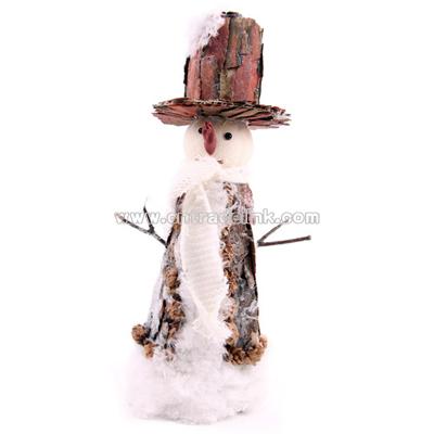 Rustic Christmas Snowman Tall With Top Hat