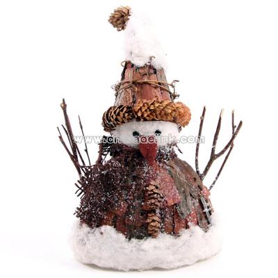 Rustic Christmas Snowman Wide with Pointed Hat, Small