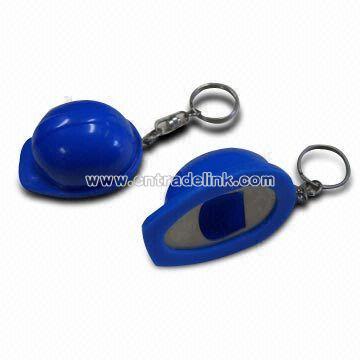 Safety cap shaped bottle opener with keychain