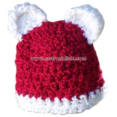 Santa Baby Teddy Bear Beanie (Red and White)