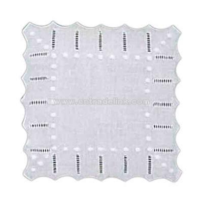 Scallop / dots hemstitch pure linen coaster napkin