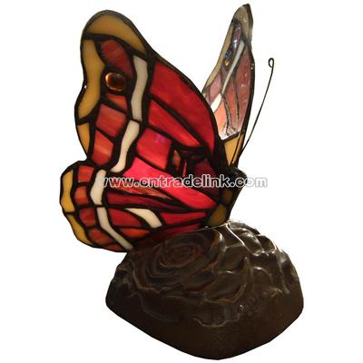 Scarlet Tiffany Butterfly Accent Lamp Red/Yellow