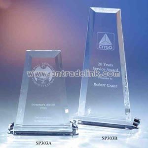 Silhouette crystal award with base