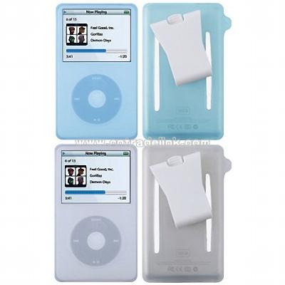 Silicone Skin Case for Apple iPod Video-Light Blue,White