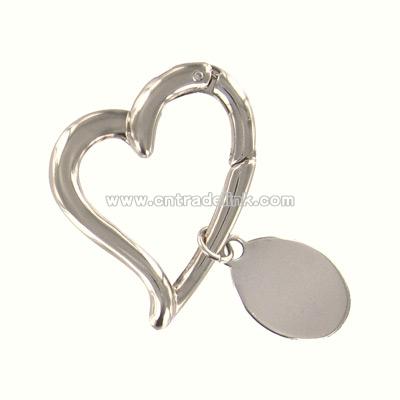 Silver Heart Caribener Key Chain w/ Tag