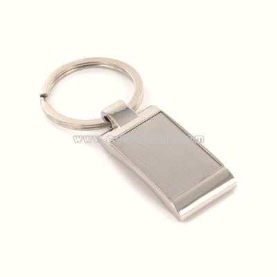 Silver Rectangle Key Chain w/ Brushed Center