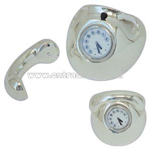 Silver plated telephone clock