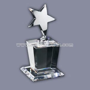 Silver star prism crystal award