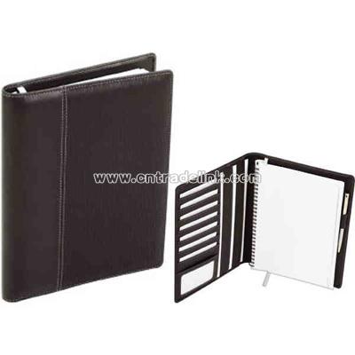 Simulated leather note book cover with pen and book