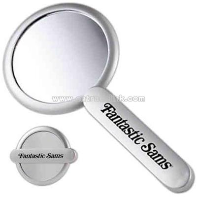 Slide handle mirror with unique pivoting handle design