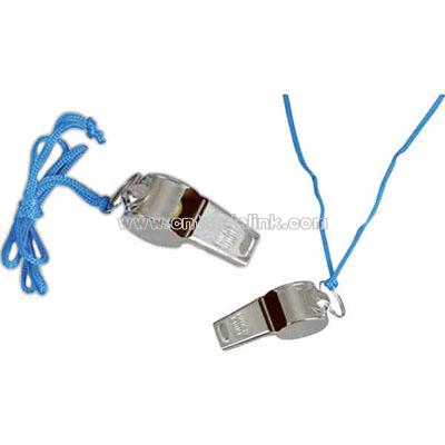 Small referee whistle with blue cord