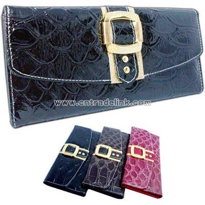 Snakeskin faux leather 3 fold design clutch wallet