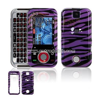 Snap On Protector Case for Motorola Rival A455 Purple Zebra