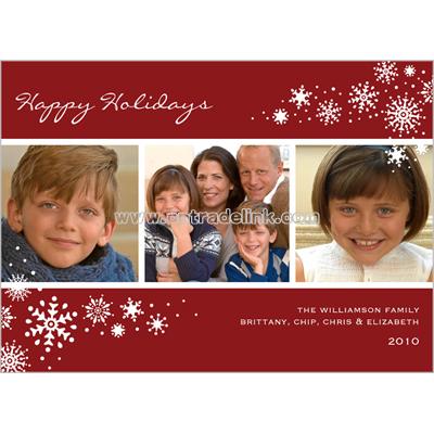 Snow Flurries Scarlet Holiday Card