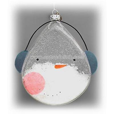 Snowman Teardrop Disc Ornament