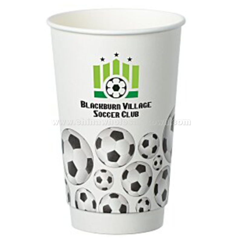 Soccer Full Color Insulated Paper Cup - 16 oz.