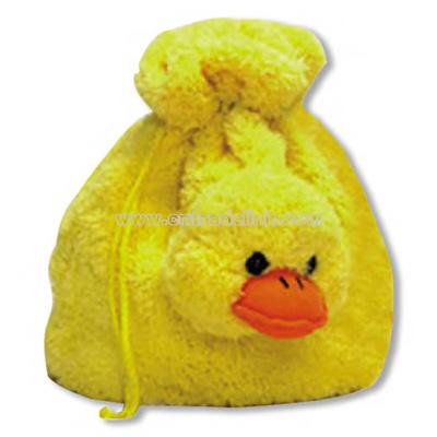 Soft plush duckling bag with drawstring and fully lined
