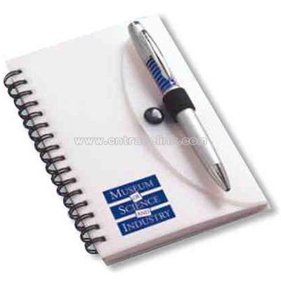 Spiral notebook with 80 sheets of paper and pen