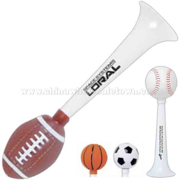 Sport horn with soccer ball shaped squeezer