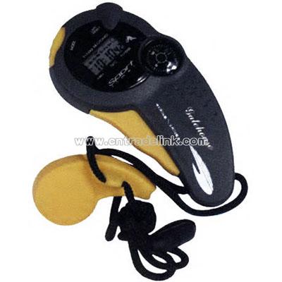 Sport timer stopwatch with compass and whistle on nylon lanyard