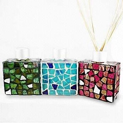 Square Reed Diffuser Bottles with Mosaic Decorations