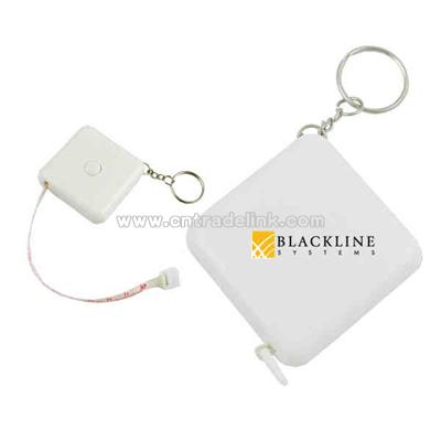 Square tape measure with key chain