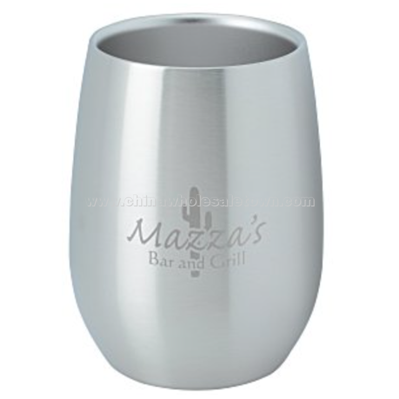 Stainless Steel Stemless Wine Glass - 9 oz. - Laser Engraved