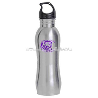 Stainless steel sports bottle with carabiner clip