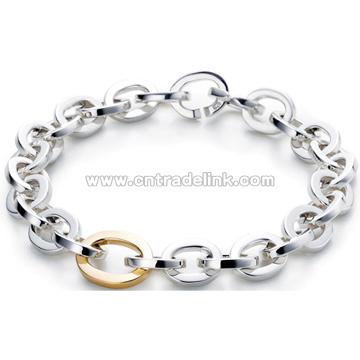 Sterling Silver Yellow Circle Chain Bracelet