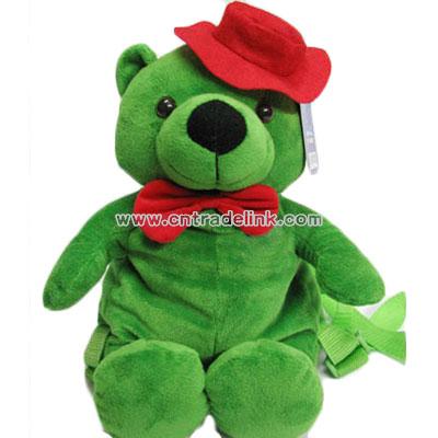 Stuffed Backpack Green Bear