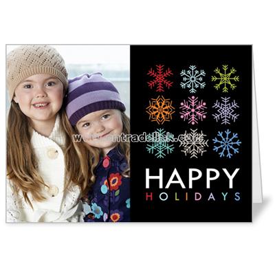 Stylish Snowflakes Black Holiday 5x7 folded card