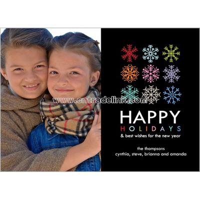 Stylish Snowflakes Black Holiday Card