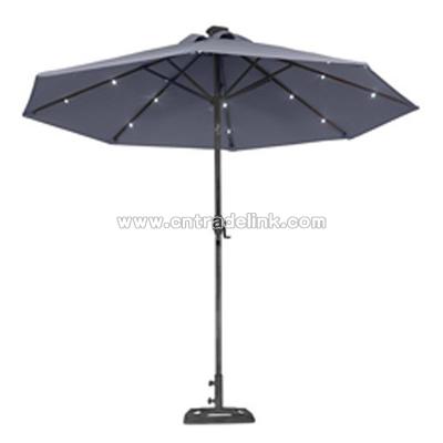 Sunergy 9' Solar Powered Patio Umbrella w/ 16 LED Lights Gray