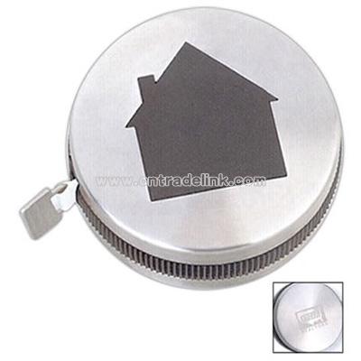 Tape measure 5' in brushed stainless steel case with house shape lid