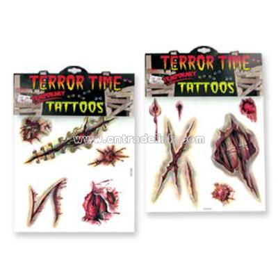 Wholesale - Temporary Tattoos Fashion Waterproof Body Tattoo Sticker mix. Product Name: Terror Time Temporary Tattoos Item No: 122522295546 U.Price: