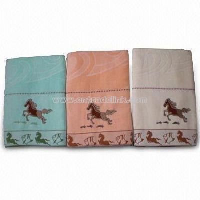 Terry Hand Towel With Embroidery and Jacquard