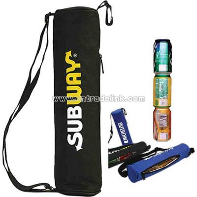 Three can cooler tube bag with shoulder strap