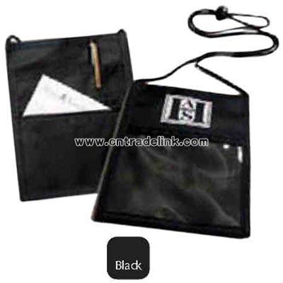 Three pocket nylon convention badge wallet with concealed back pocket