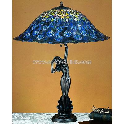 Tiffany Peacock Feather Table Lamp