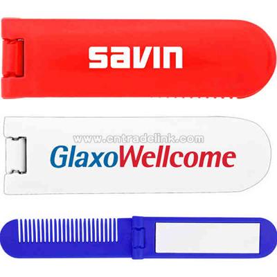 Travel comb with mirror