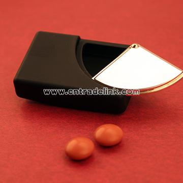 Trekker Sporty Black Pill Box with Durable Rubber Shell and Sliding Silver Cover