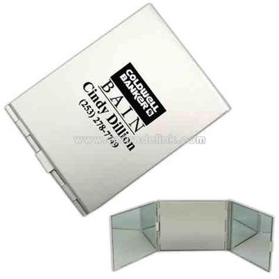 Tri fold metallic pocket mirror