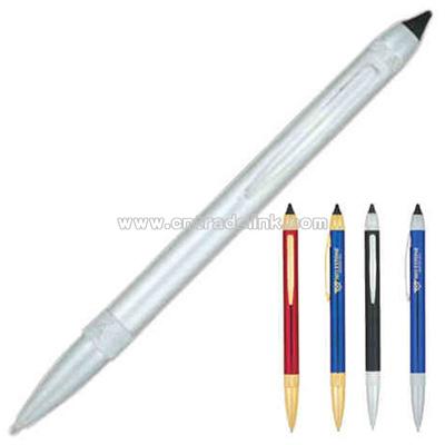 Twist action ballpoint pen with stylus