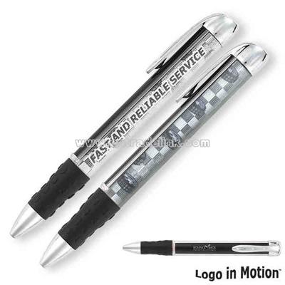 Twist action lenticular pen with Fast and Reliable Service message